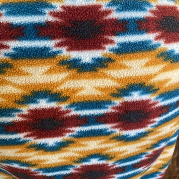 Patagonia Synchilla Snap T Fleece Vest Aztec Pattern gold blue Women jacket Sz S - Picture 7 of 15